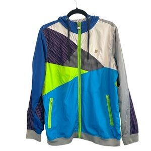 Alab Clothing Color block Retro Y2K Windbreaker Jacket W/ Hood Men's Size Small